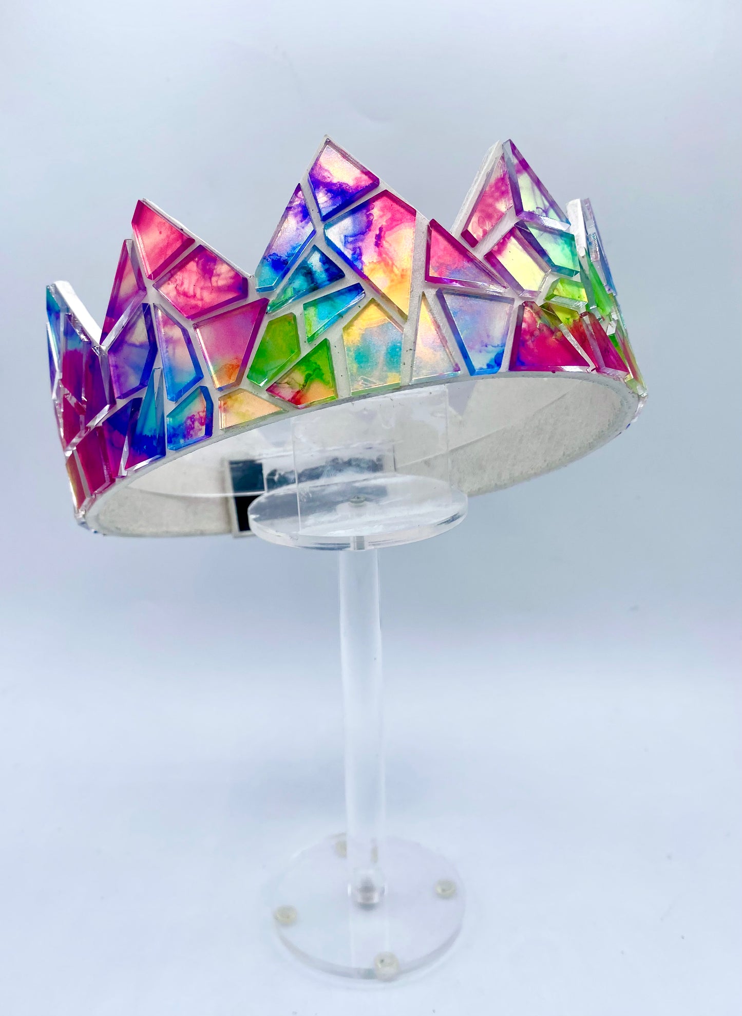 Rainbow Tie-Dye Crown on White