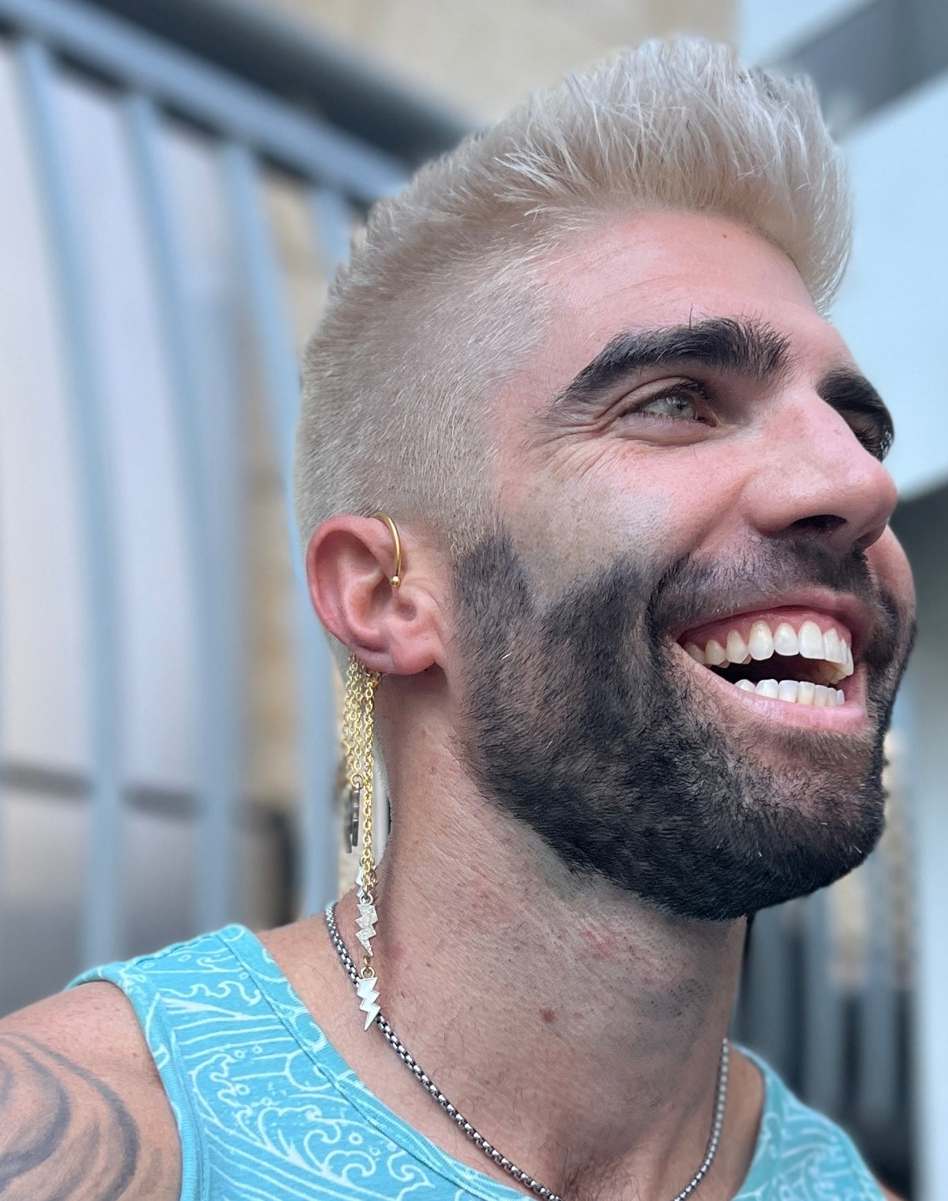 Gold & White Bolt Ear Cuff