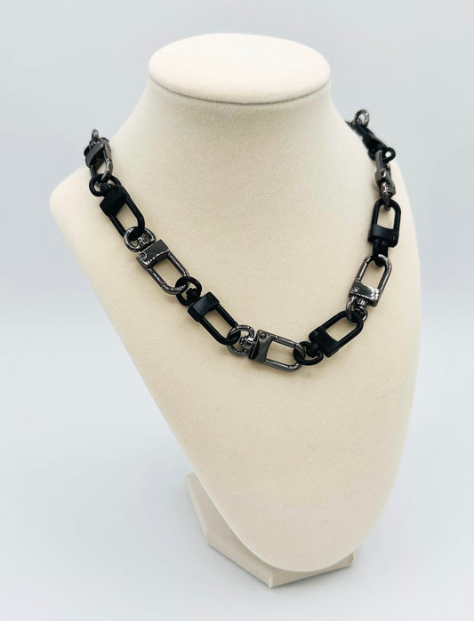 Gunmetal and Black Chain Necklace