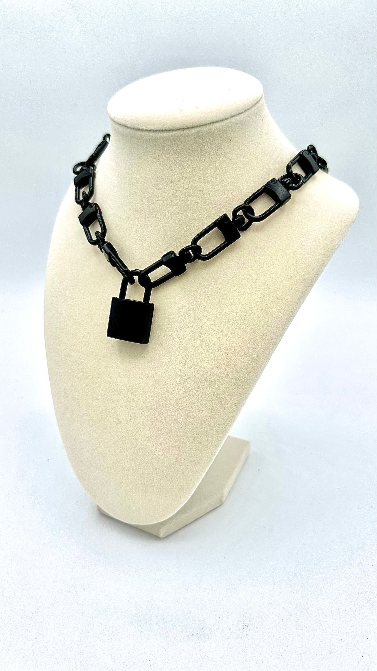 Black Steel Padlock Necklace