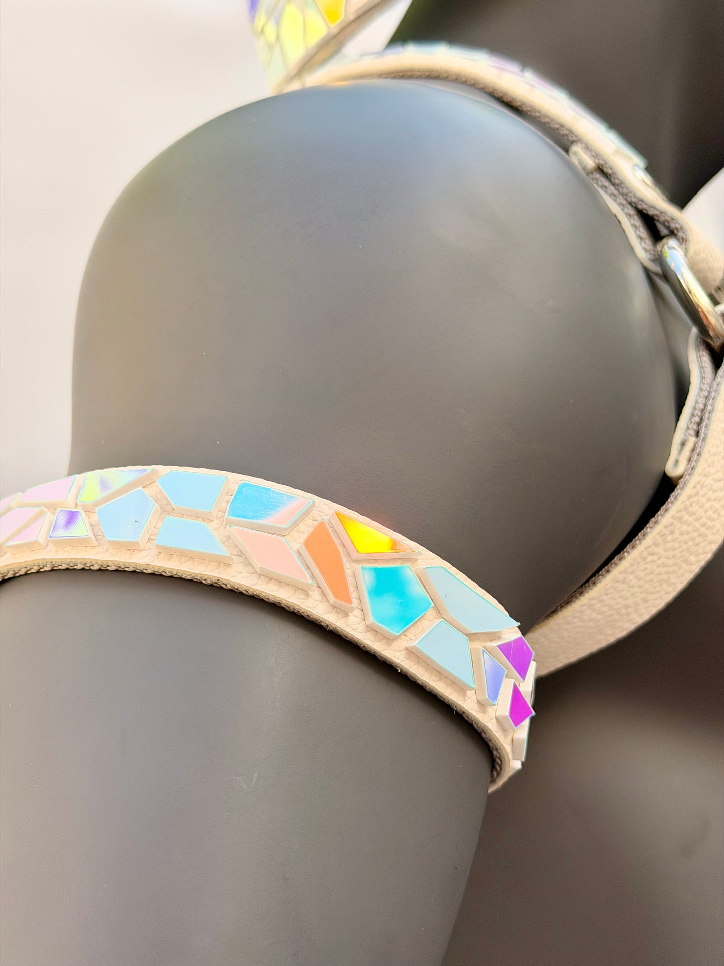 Harness Set - Moonstone Tile on White Leather
