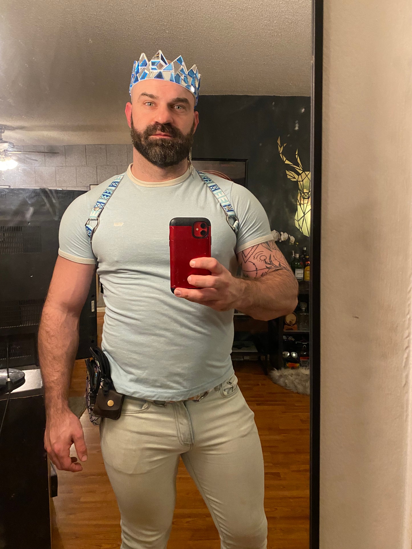 Ice Blue and Silver Mirror Crown on White