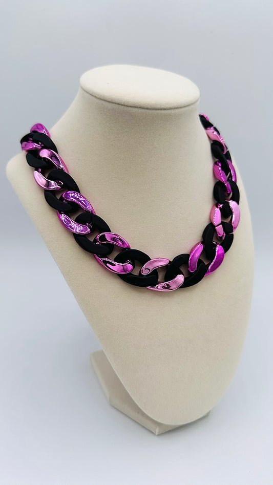 Pink and Black Chunky Chain (Acrylic)