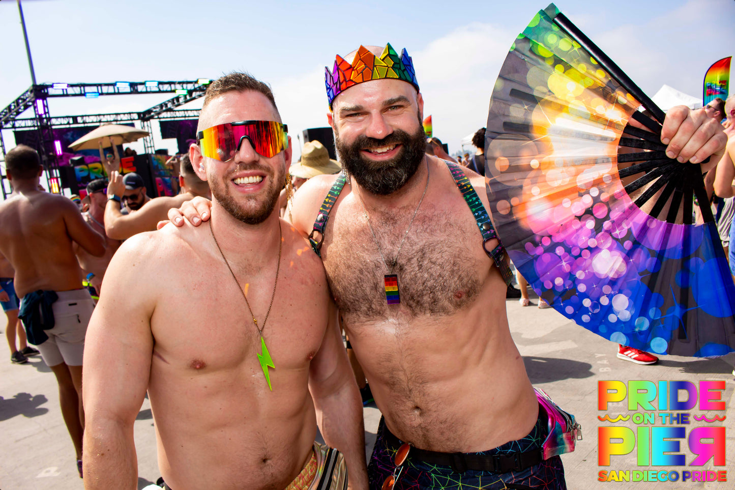 Rainbow Geometric Mirror Crown on Black