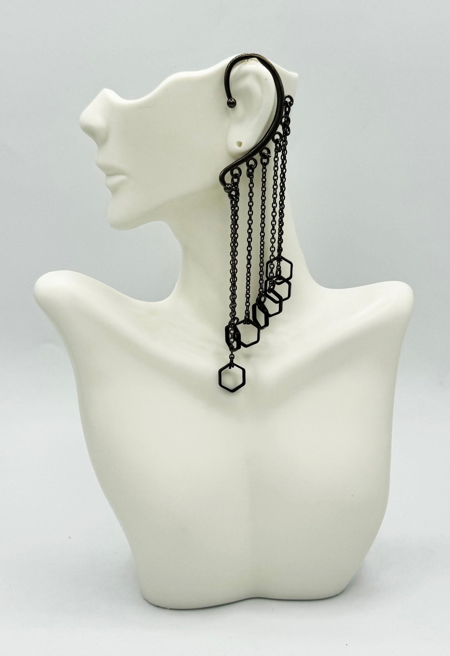 Black Honeycomb Ear Cuff