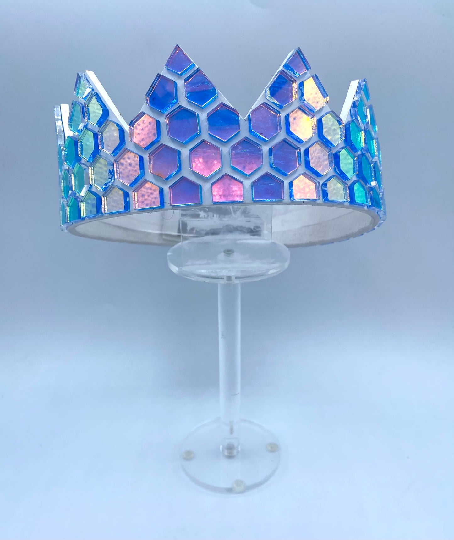 Iridescent Honeycomb Crown on White