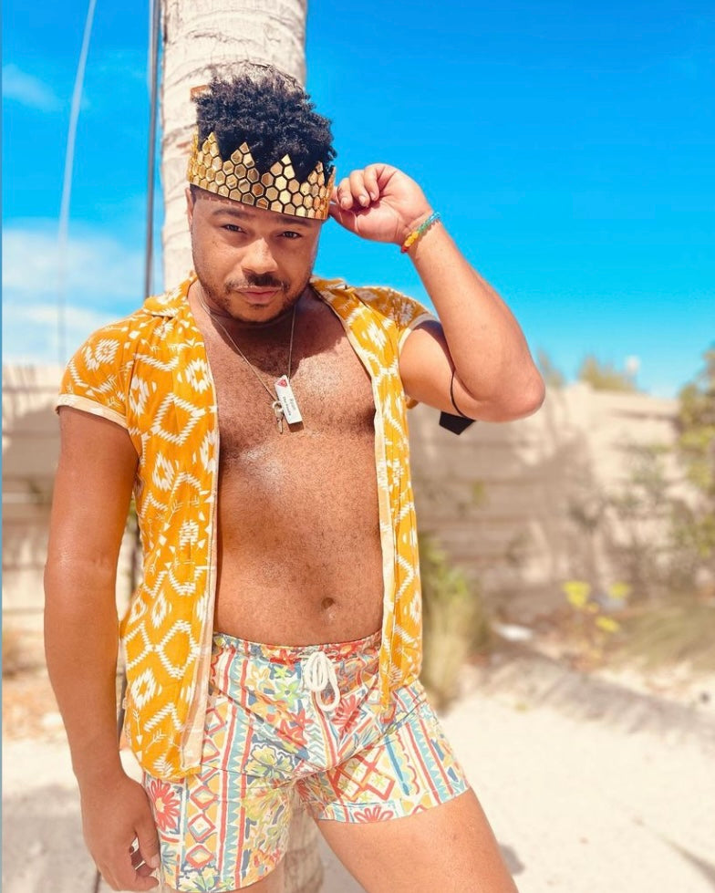 Gold Honeycomb Mirror Crown on Black