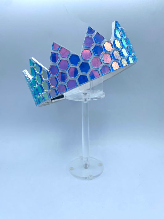 Iridescent Honeycomb Crown on White