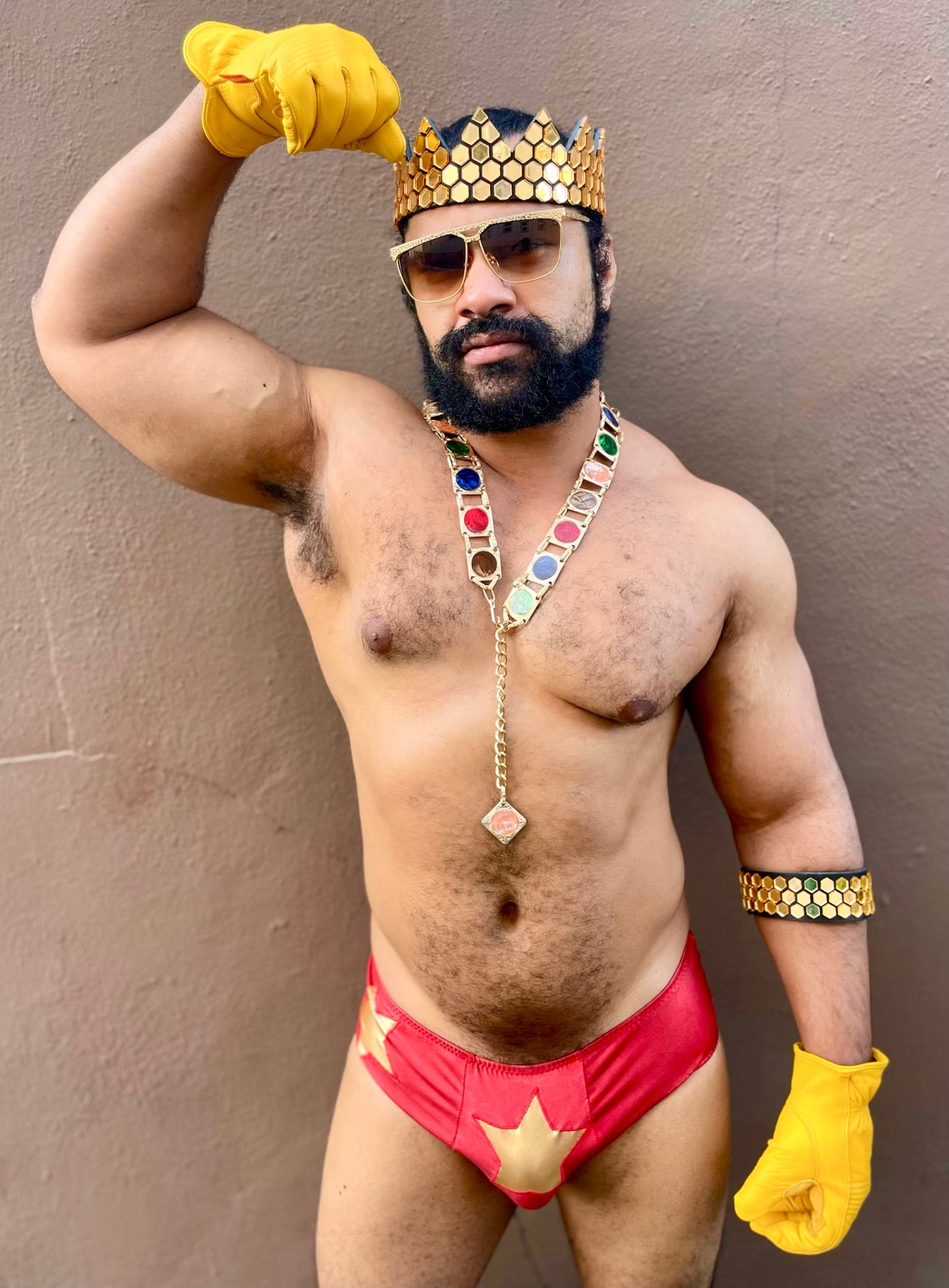 Gold Honeycomb Mirror Crown on Black