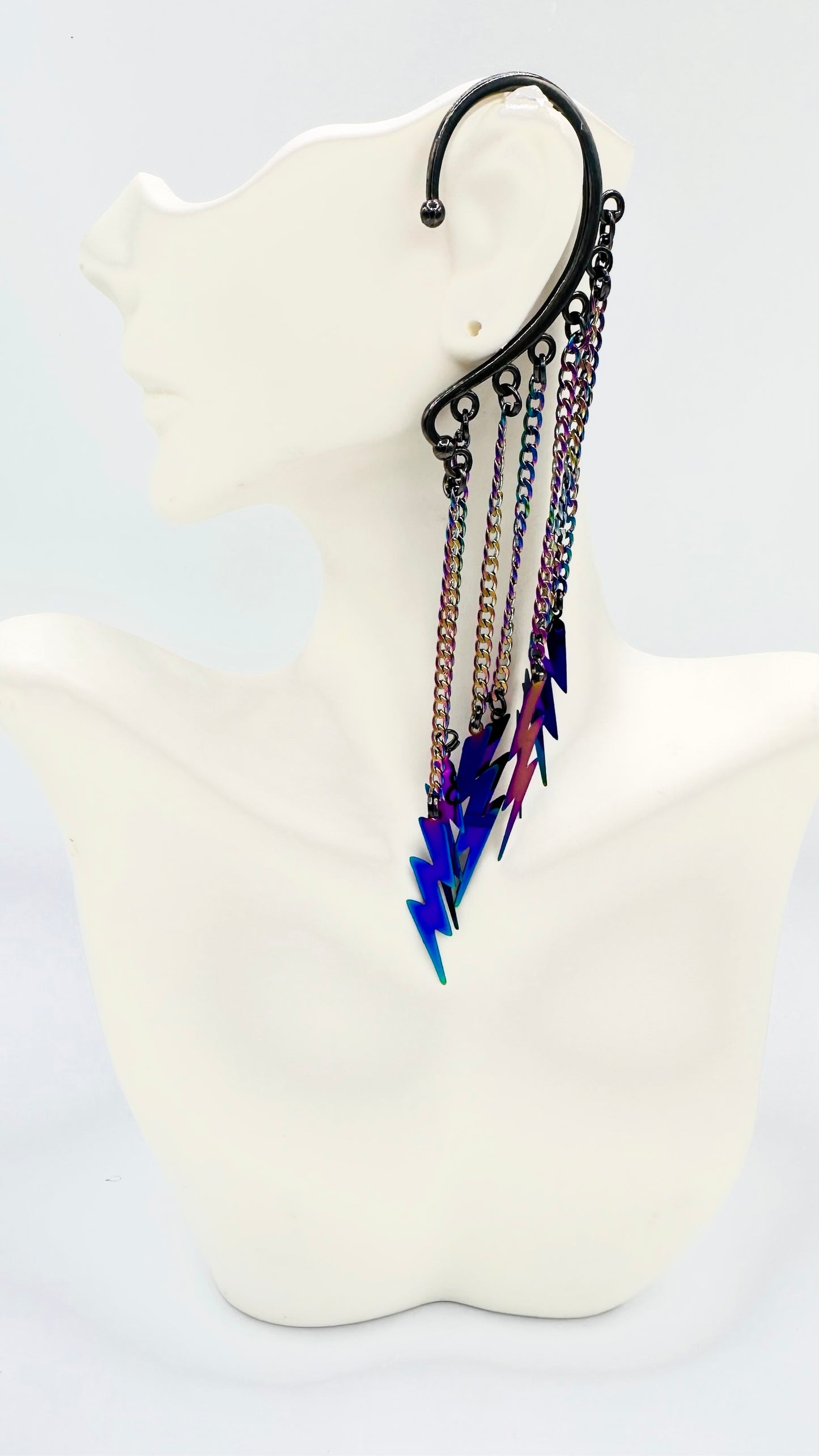 Small Iridescent Bolt Ear Cuff