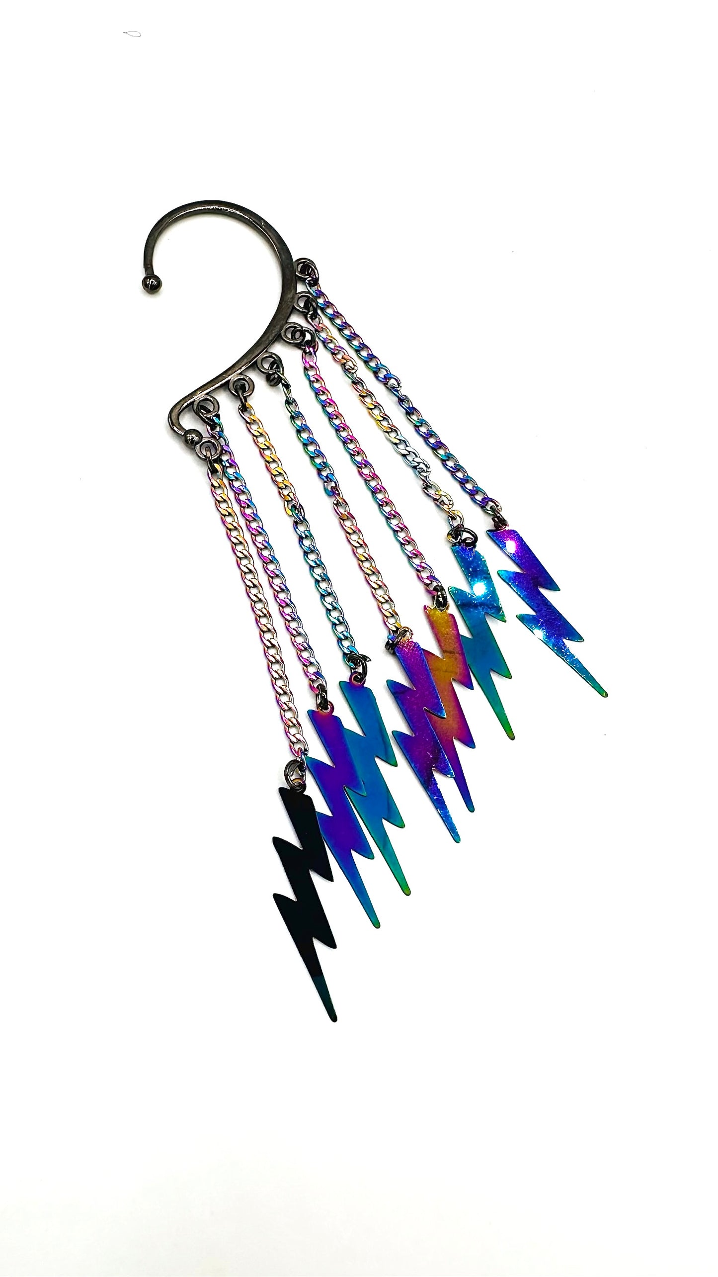Small Iridescent Bolt Ear Cuff