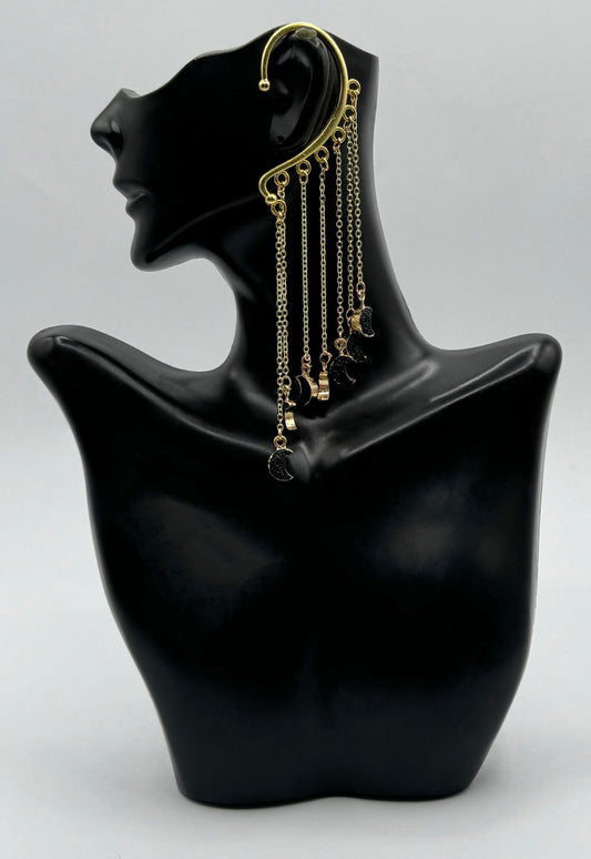 Gold and Black Moons Ear Cuff