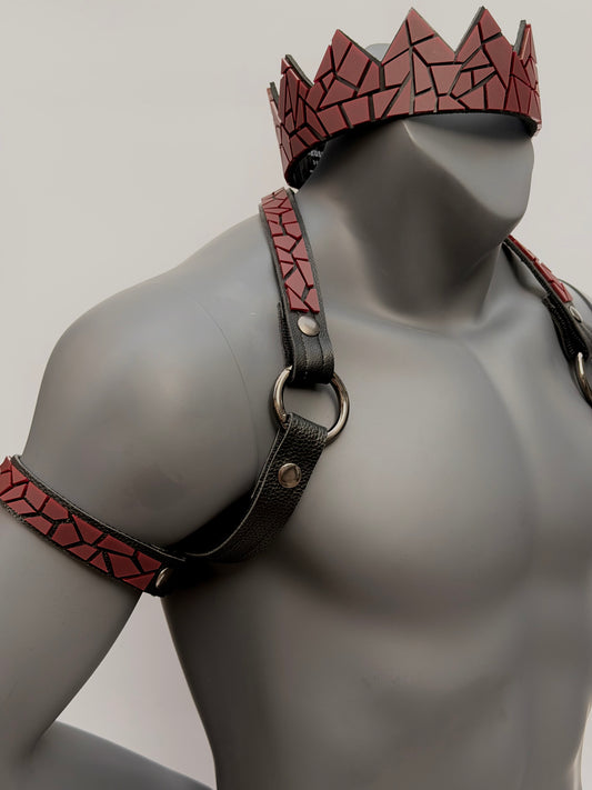 Harness Set - Ox Blood Tile on Black Leather