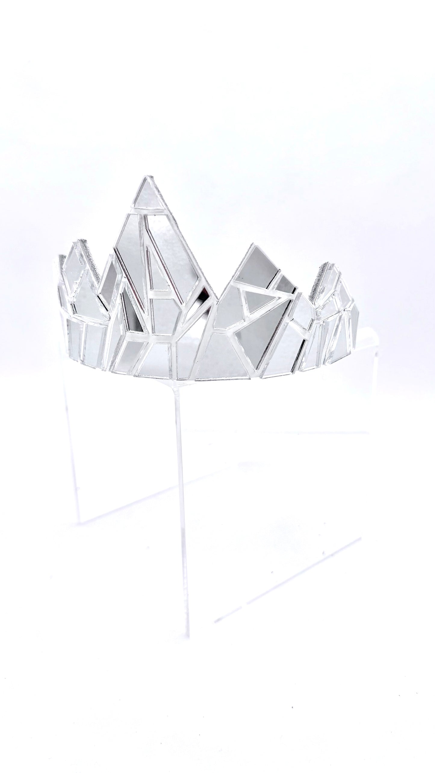 Silver Mirror Tiara on White