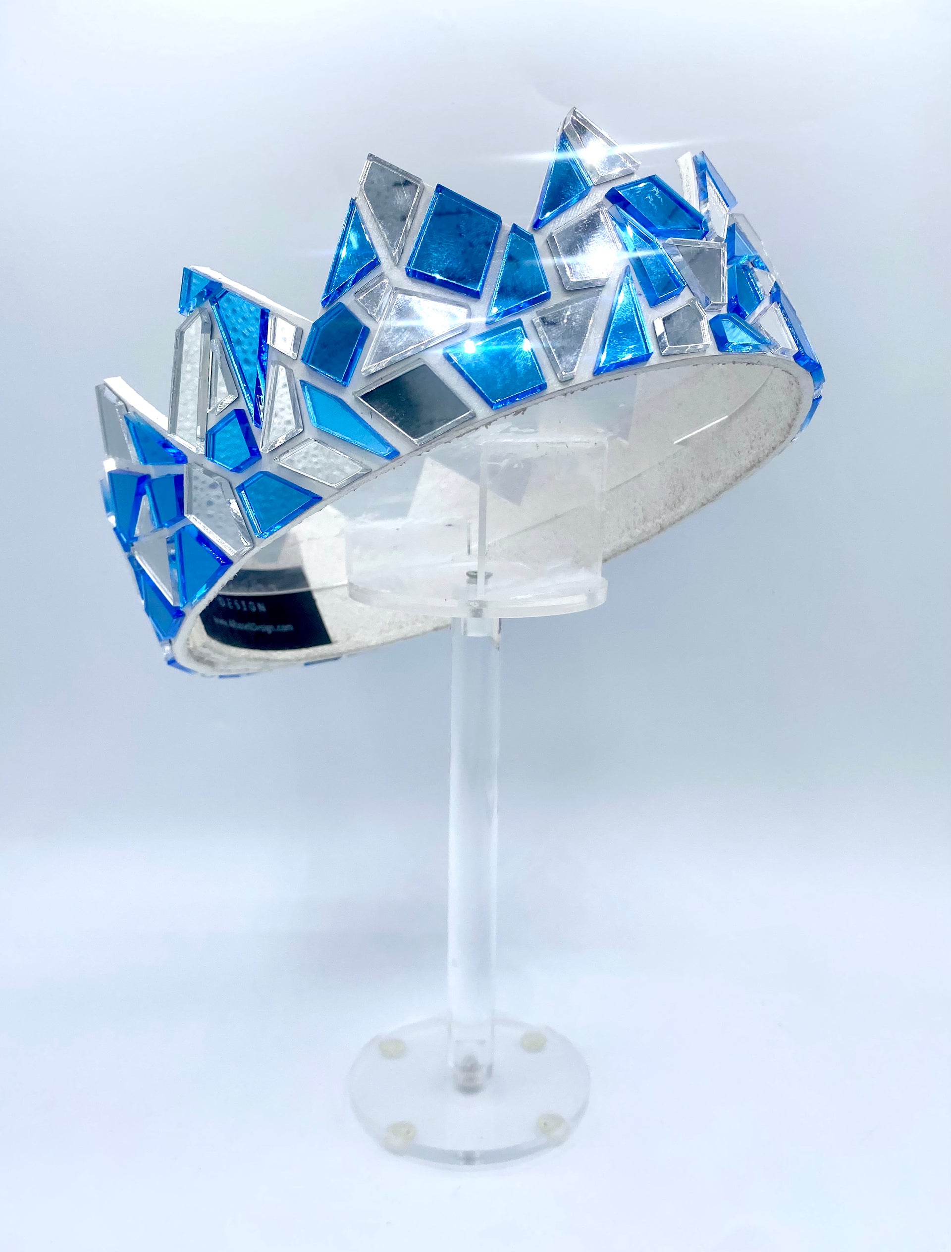 Ice Blue and Silver Mirror Crown on White