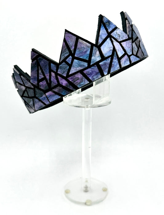 Galaxy Purple Marbled Crown on Black