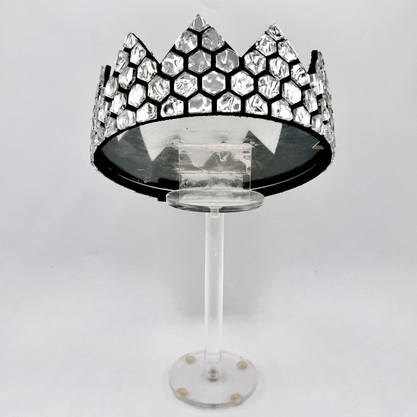 Glacial Texture Silver Honeycomb Crown on Black