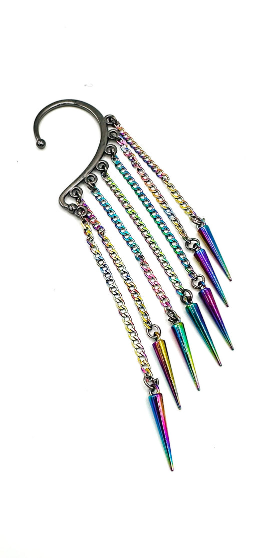 Iridescent Spike Ear Cuff