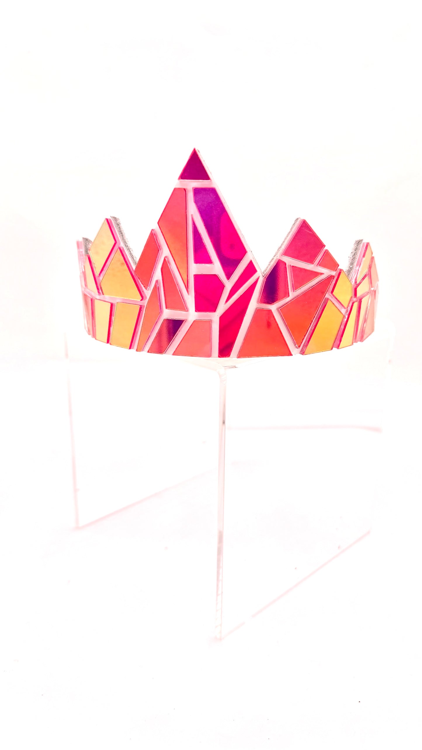 Holographic Pink Mirror Tiara on White