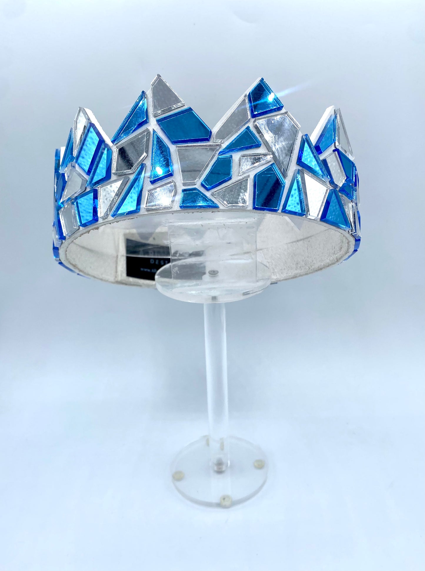 Ice Blue and Silver Mirror Crown on White