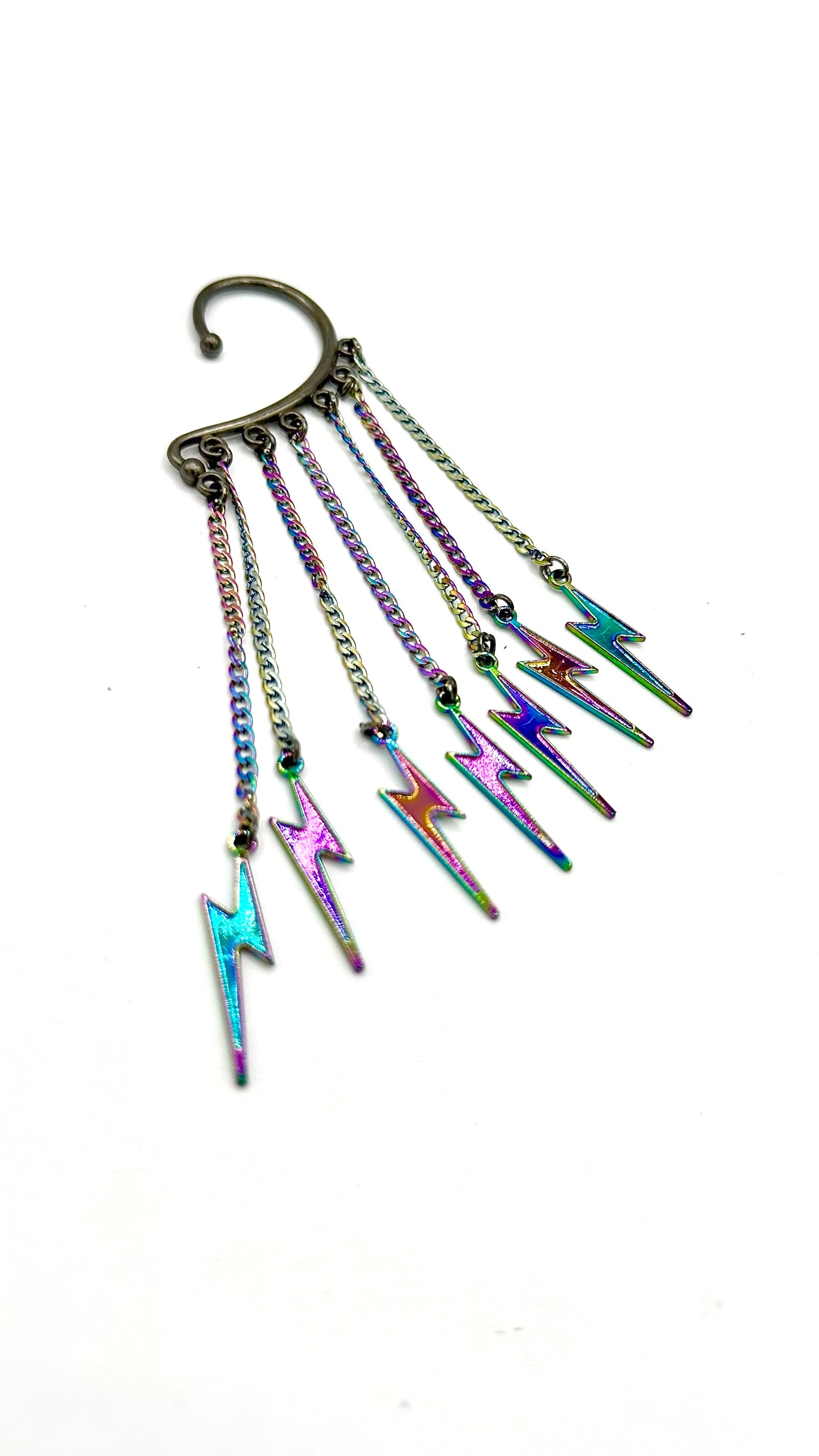 Small Iridescent Bolt Ear Cuff
