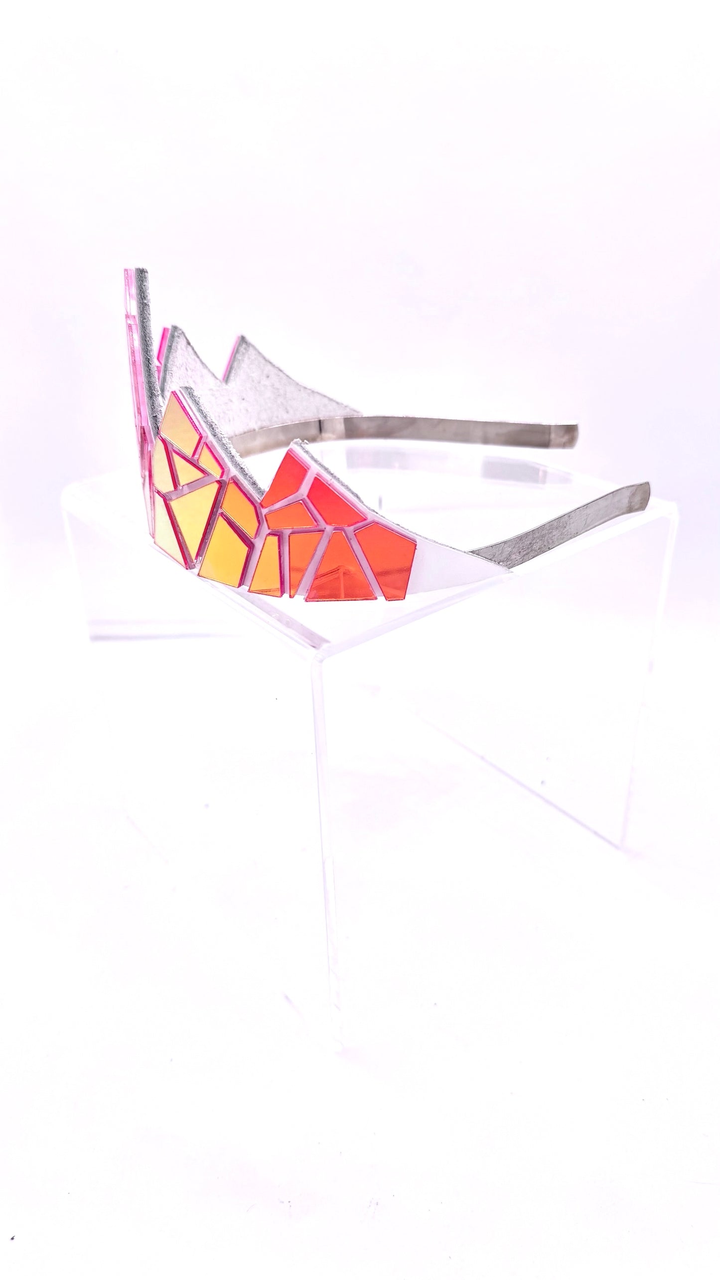 Holographic Pink Mirror Tiara on White