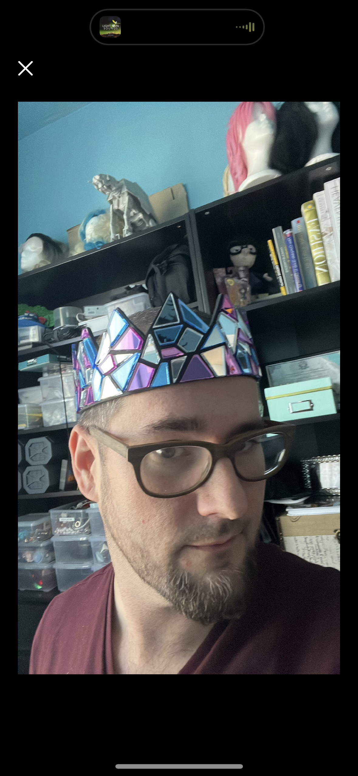 Light Blue and Pink Crown on White/ Black