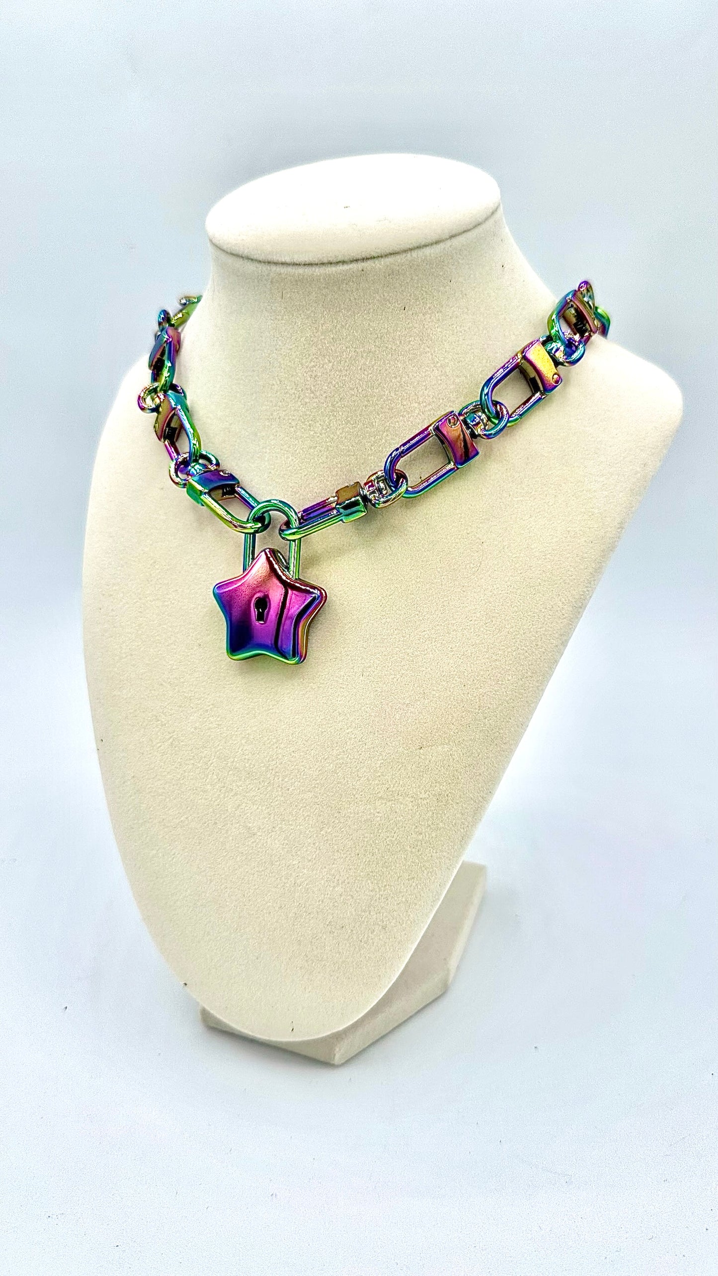 Iridescent Star Padlock Necklace