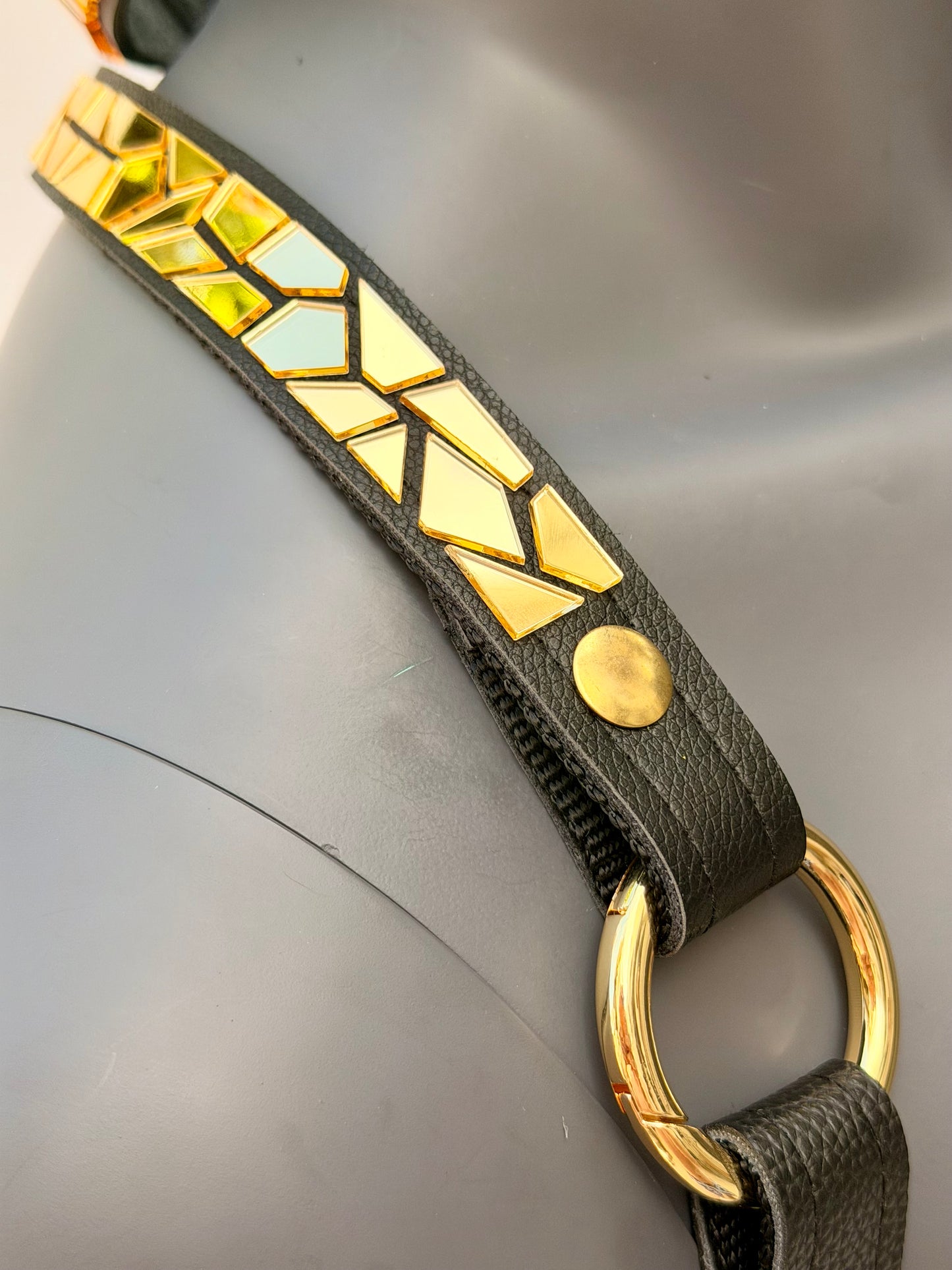 Harness Set - Gold Tile on Black Leather