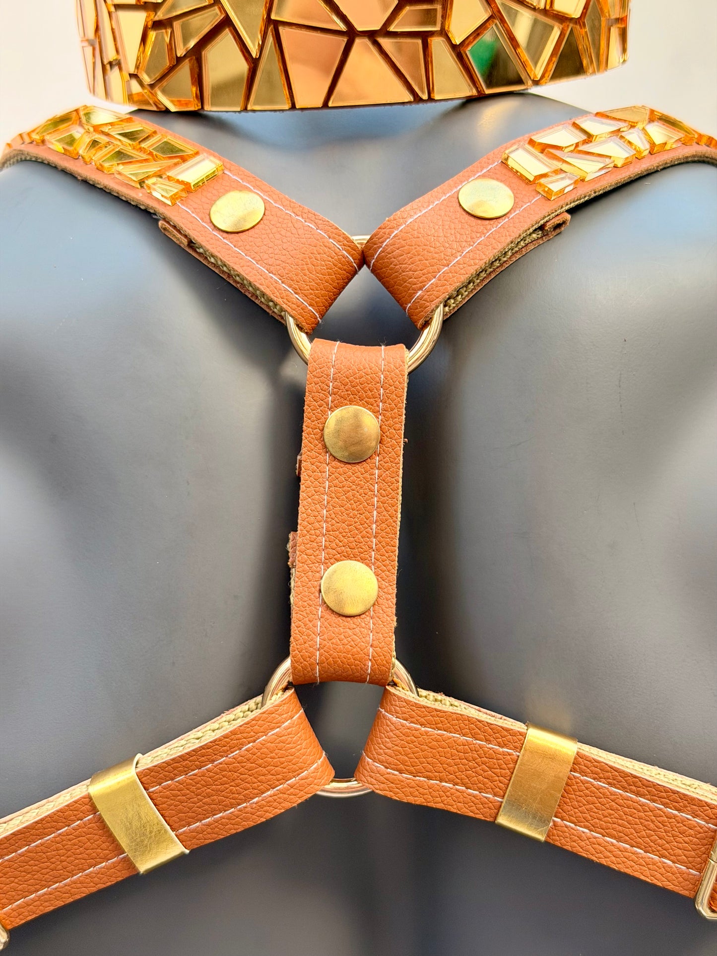 Harness Set - Gold Tile on Tan Leather