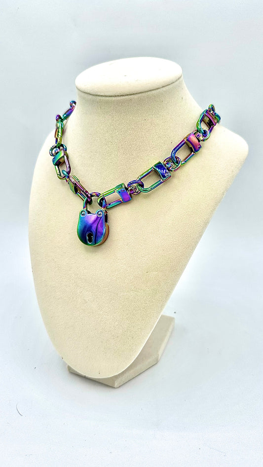 Iridescent Padlock Necklace