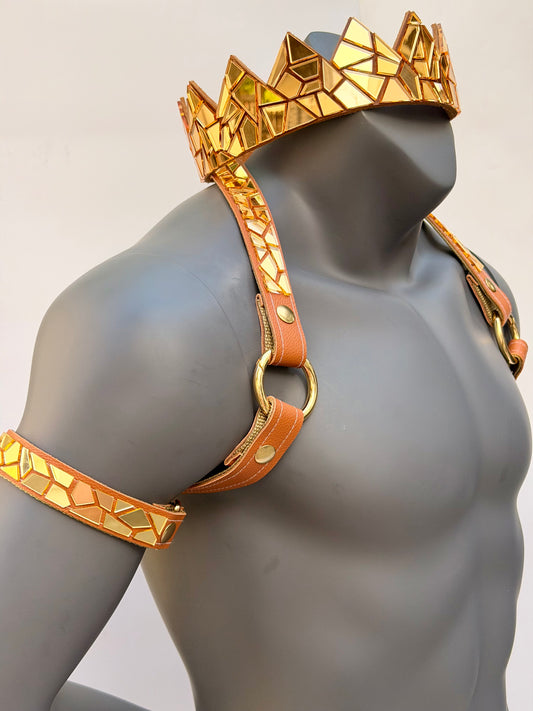 Harness Set - Gold Tile on Tan Leather