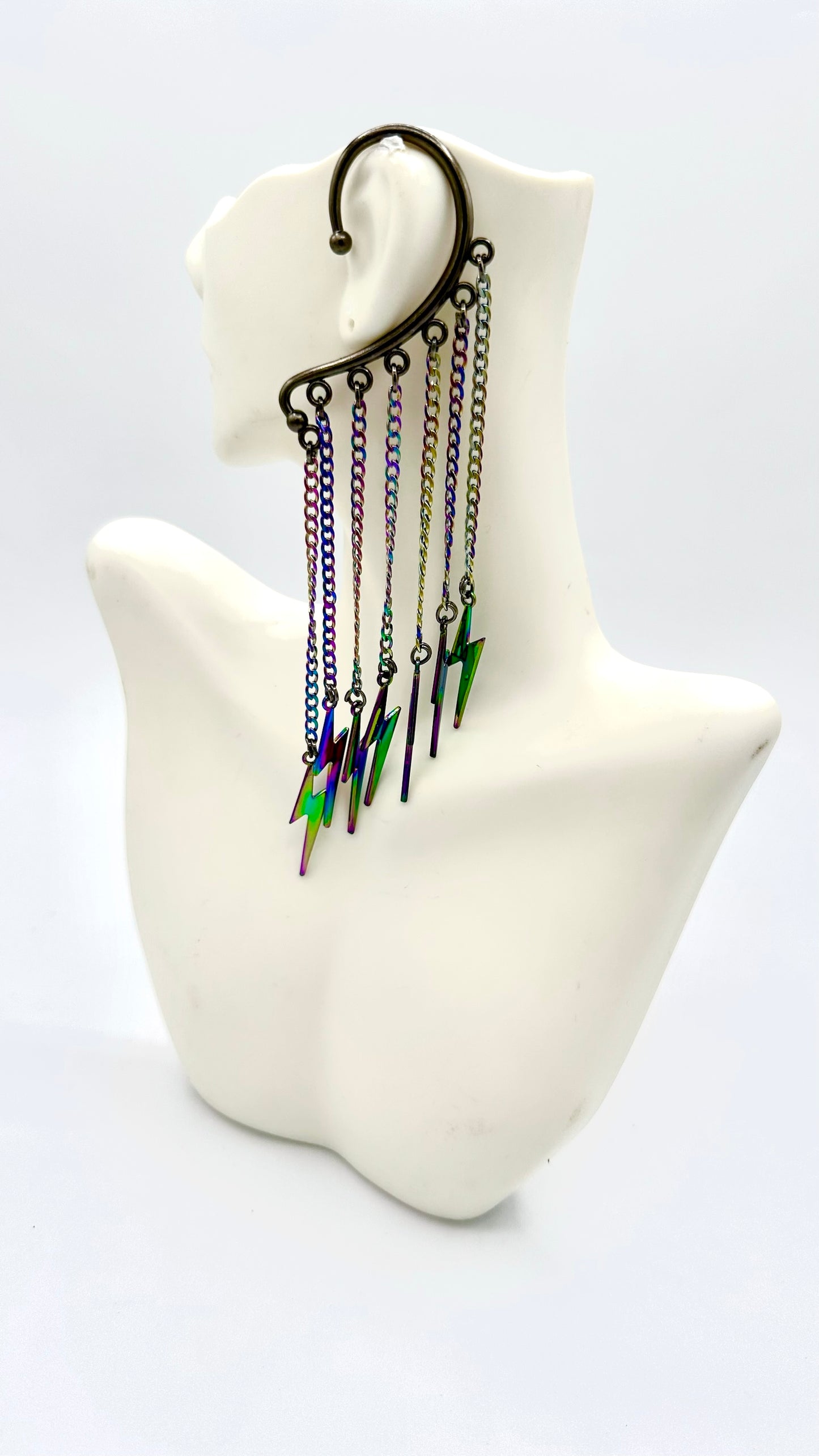 Small Iridescent Bolt Ear Cuff