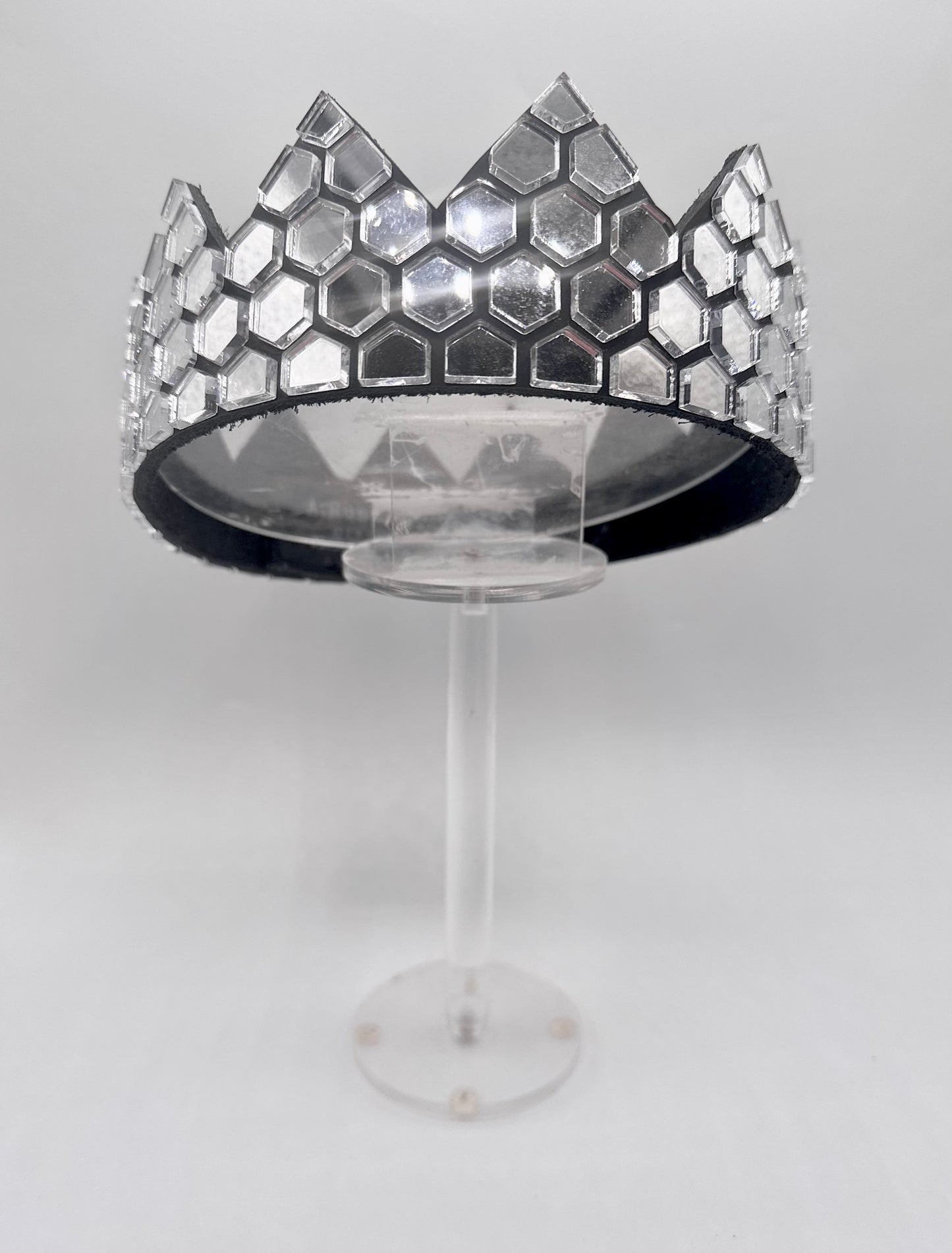 Silver Honeycomb Mirror Crown on Black