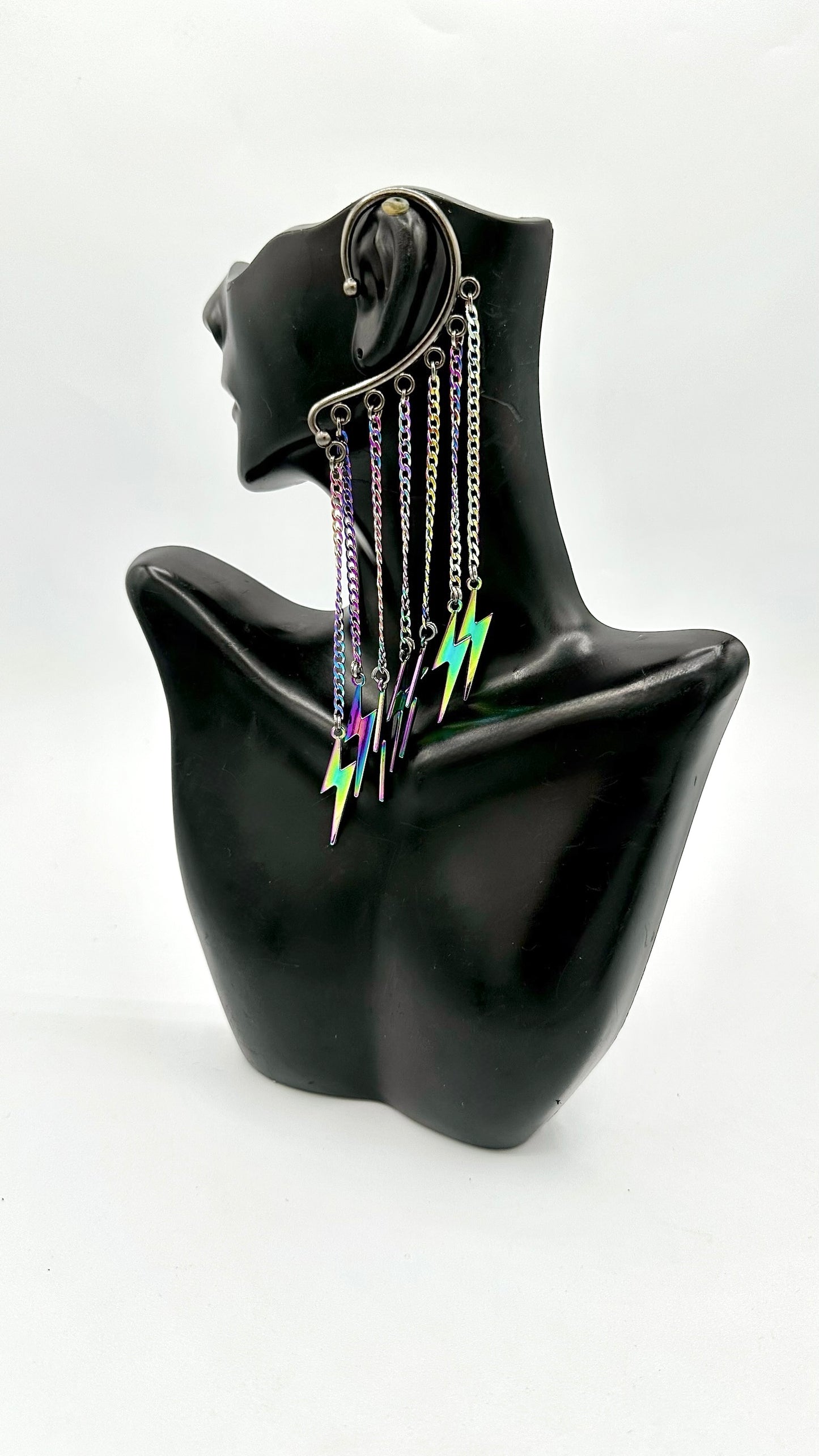 Small Iridescent Bolt Ear Cuff