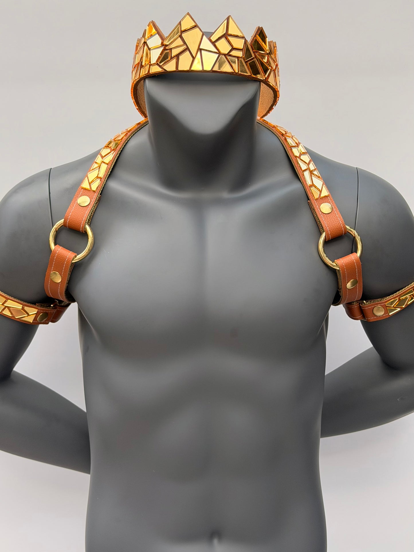 Harness Set - Gold Tile on Tan Leather