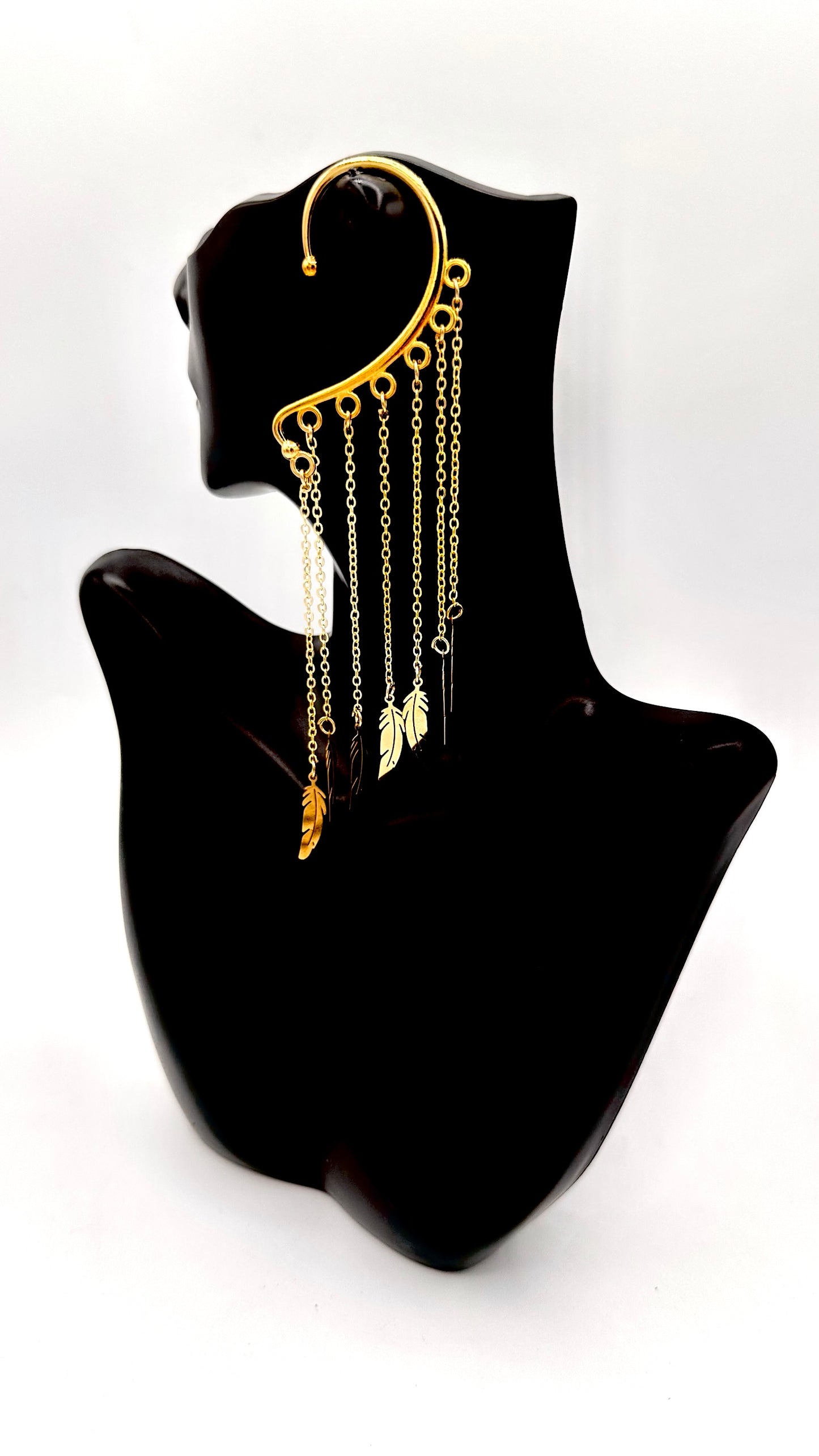 Small Gold Feather Ear Cuff