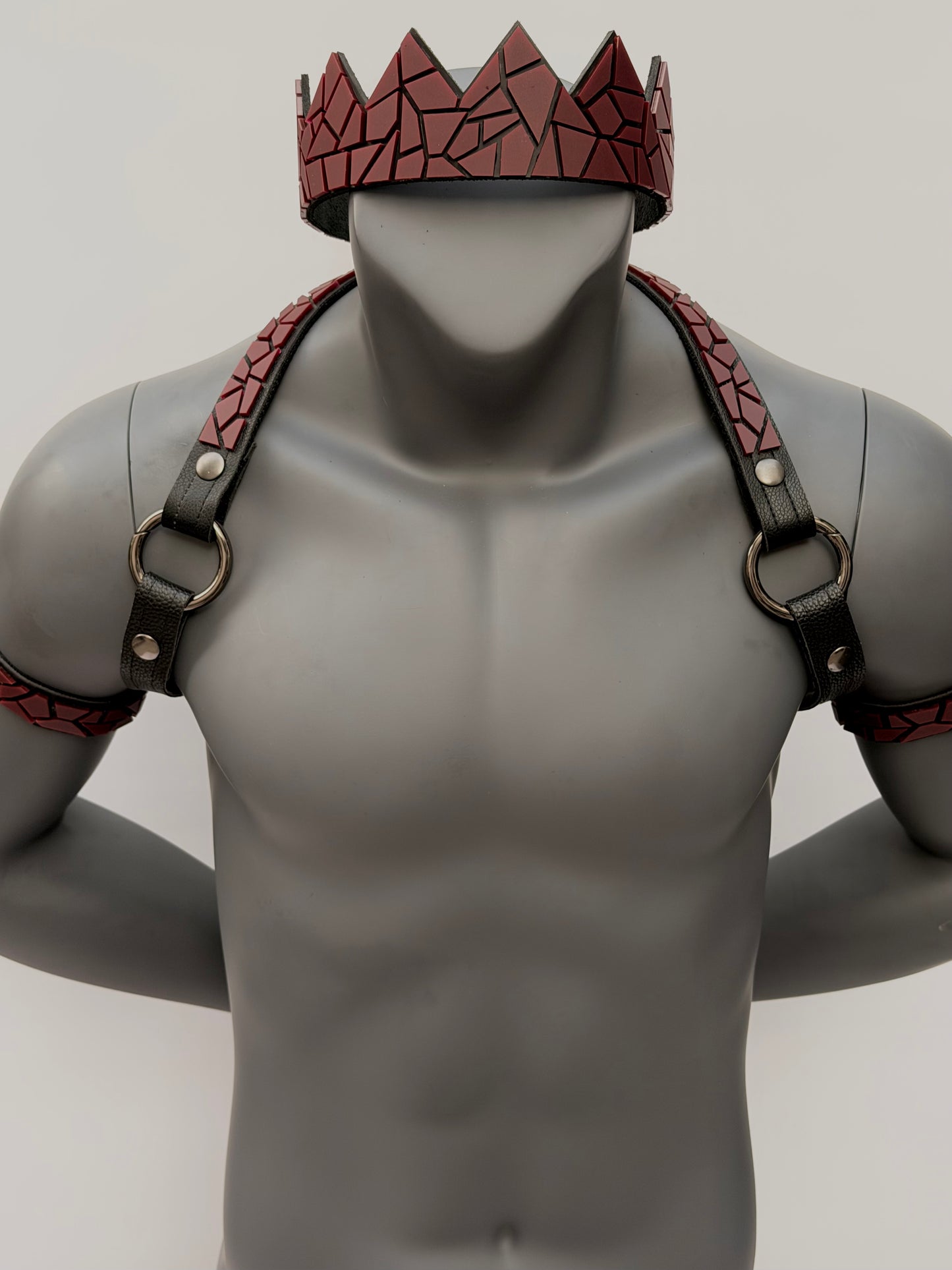 Harness Set - Ox Blood Tile on Black Leather