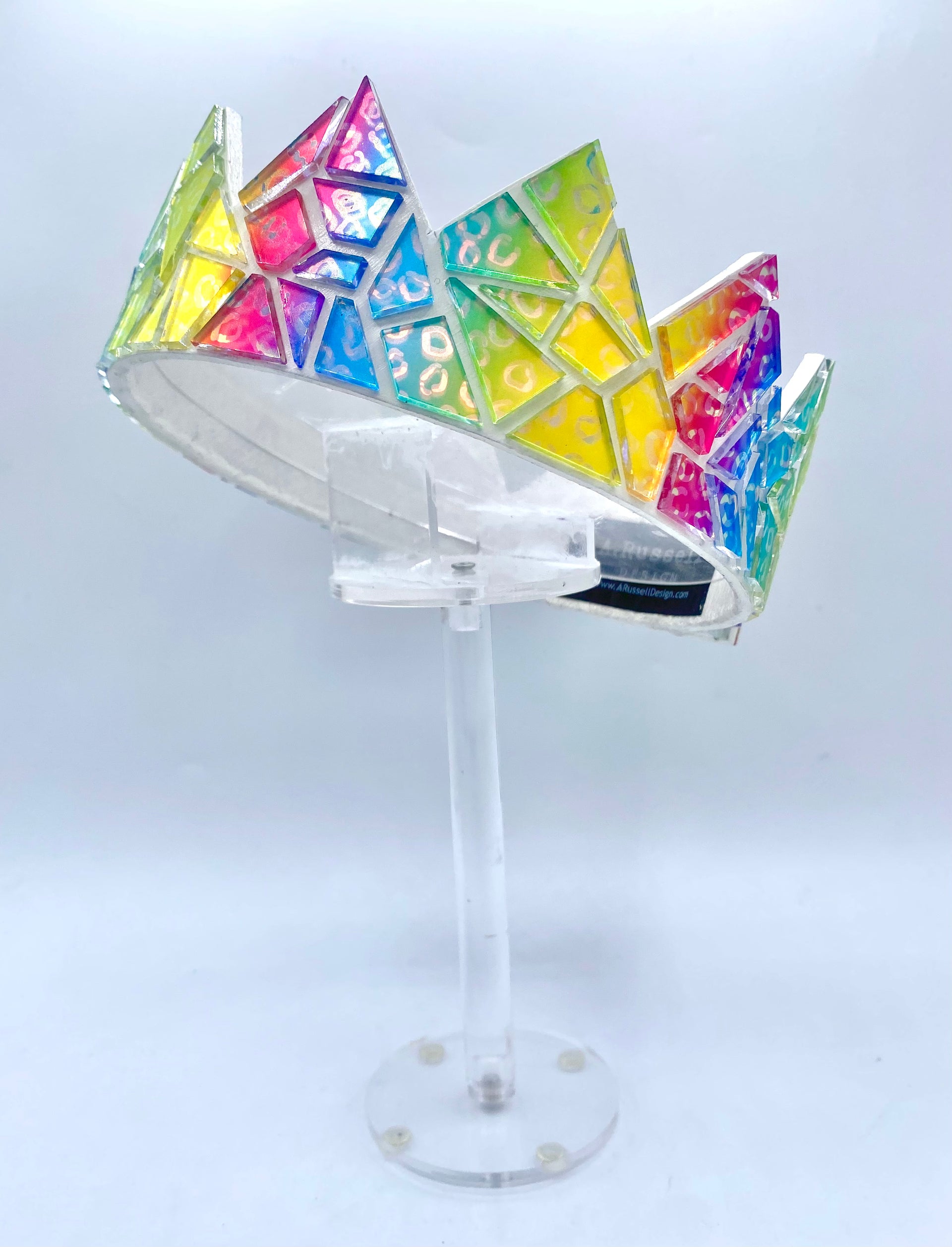 Holographic Rainbow Leopard Crown on White