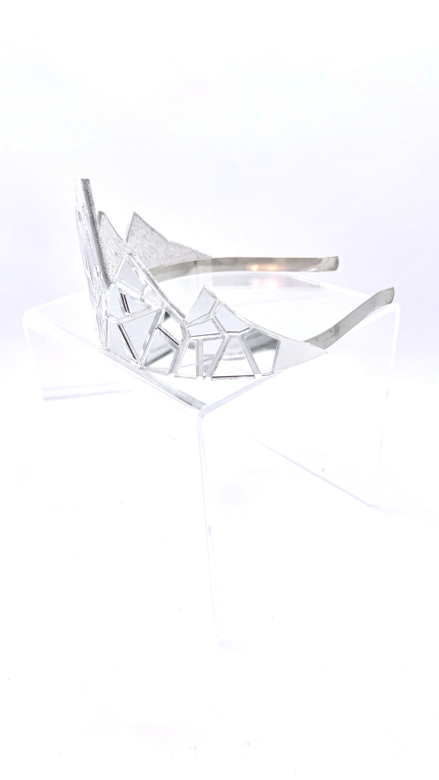 Silver Mirror Tiara on White