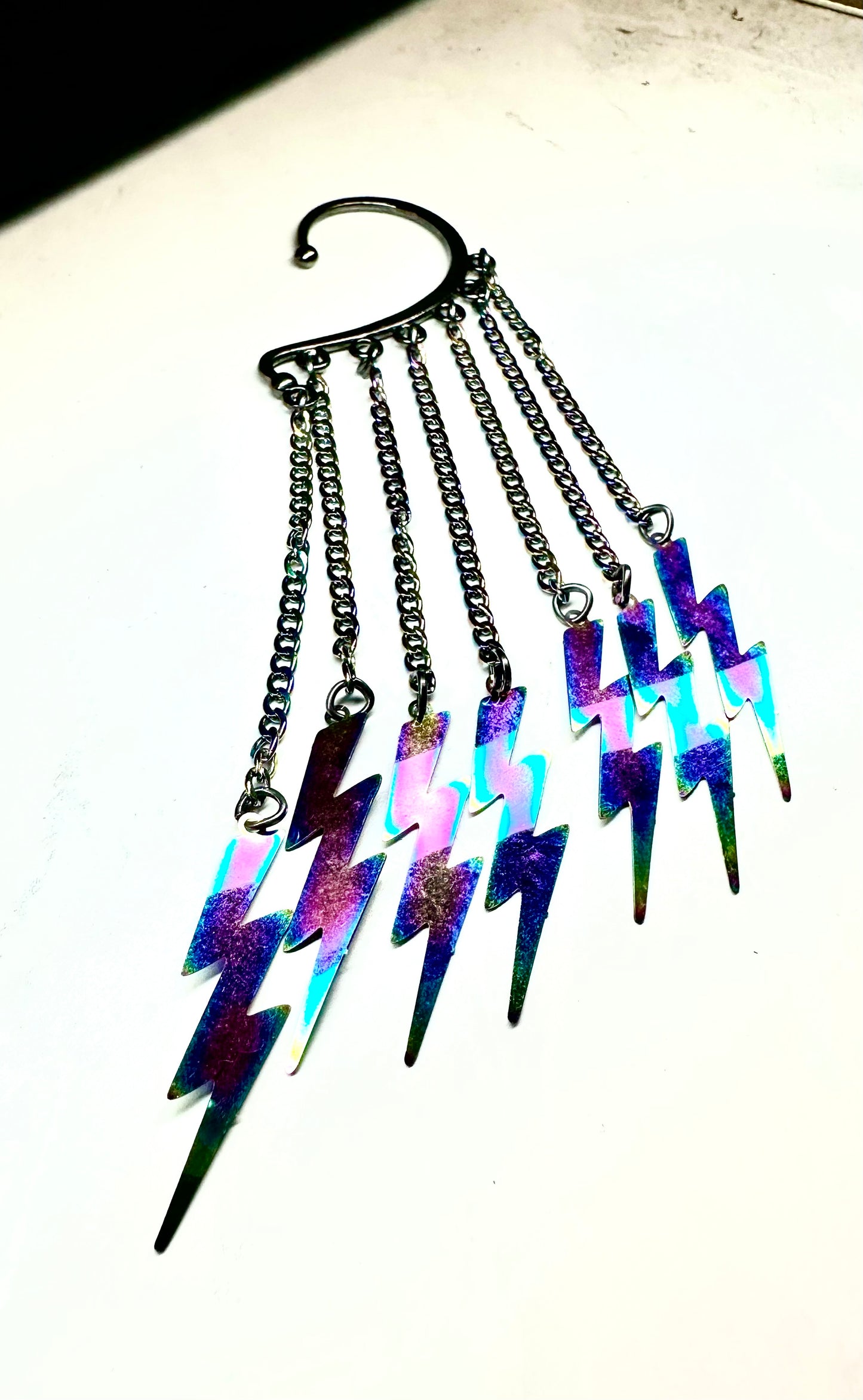 Iridescent Bolt Ear Cuff