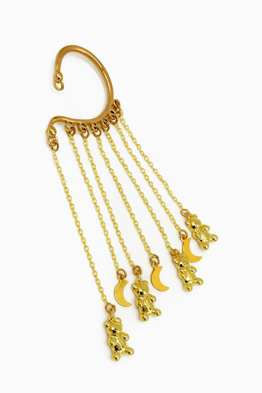 Golden Gummy Bears & Moons Ear Cuff