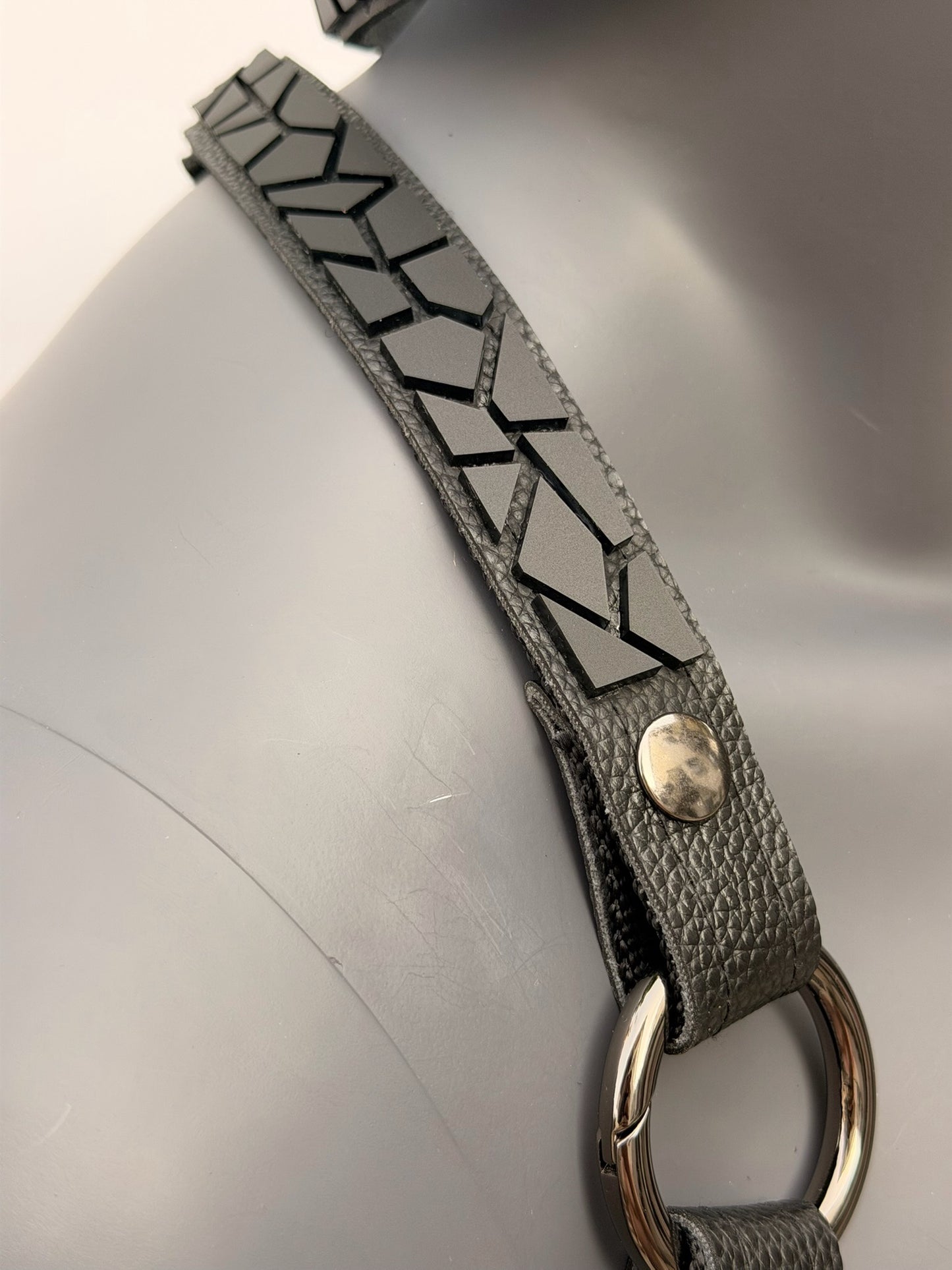 Harness Set - Matte Black Tile on Black Leather