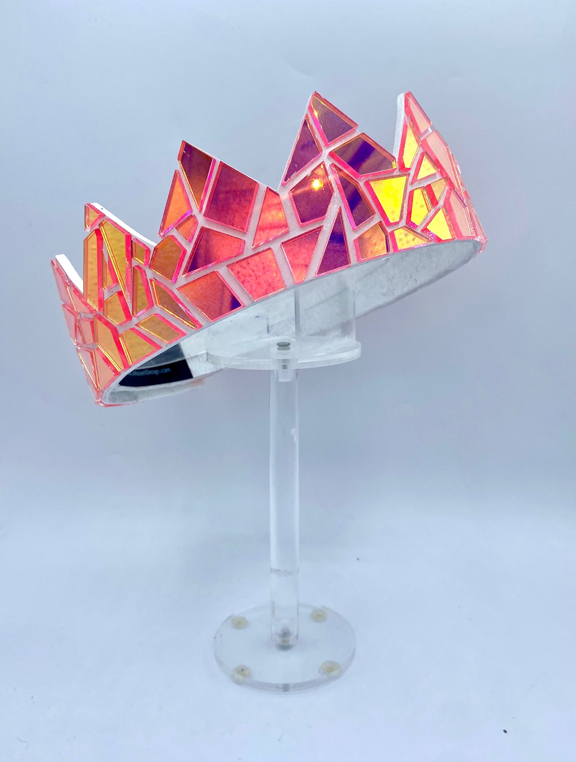 Holographic Pink Mirror Crown on White