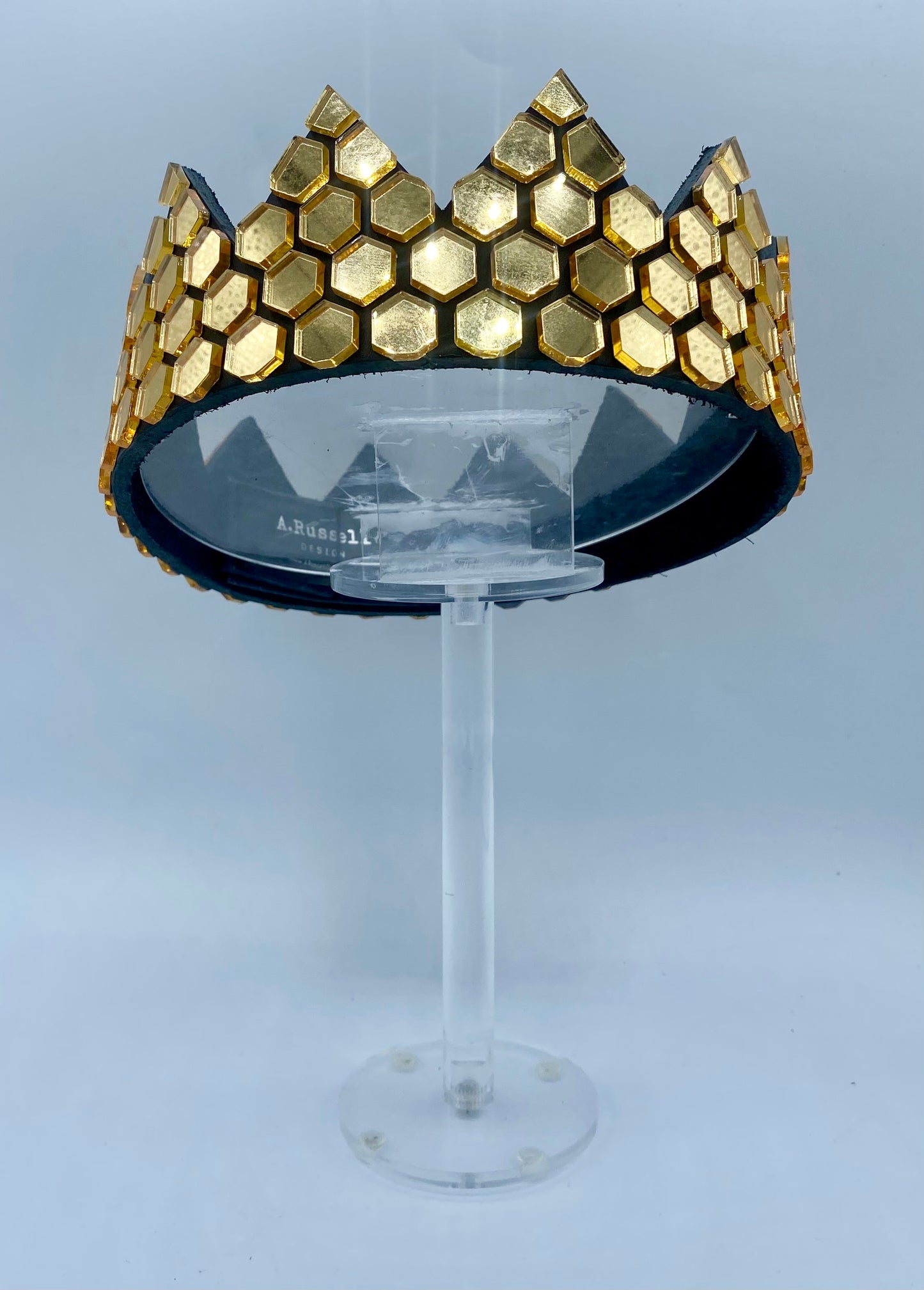 Gold Honeycomb Mirror Crown on Black