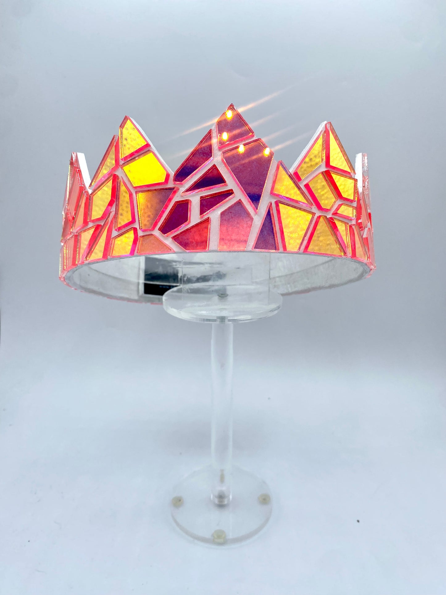 Holographic Pink Mirror Crown on White